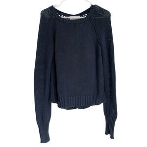 ALC A.L.C. Navy Blue Cotton Open Weave Knit Sweater M